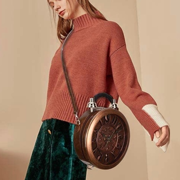 NEW Steampunk Working Clock Shoulder Bag Satchel Tote Wearable Art NWT - Picture 4 of 15